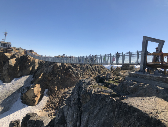 鼻を垂らしながら、スリル満点で、橋を渡りました！