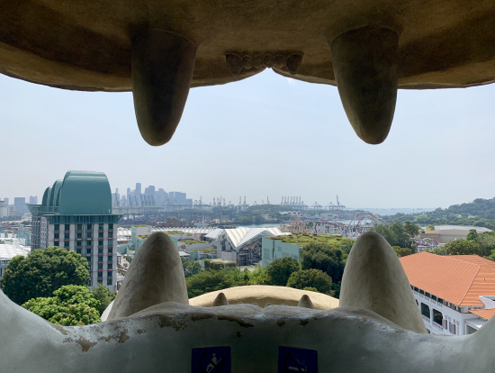 セントーサ島のマーライオンの口からの景色