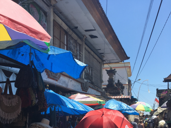 ウブド散策（日傘を貸していただきました）