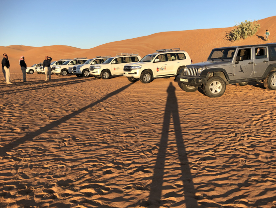 朝日だから影が長いー！