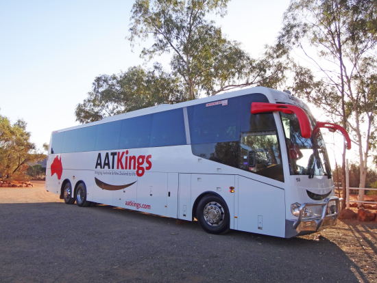 ツアーバス。同じバスが並ぶので、番号を忘れずに！