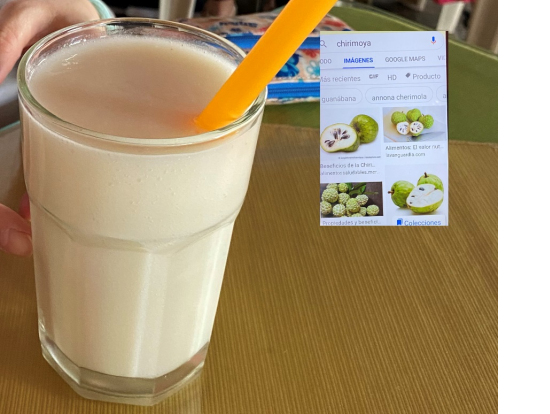 Chirimoyaジュース-ナスカ観光後、ガイドさんに教えていただき
