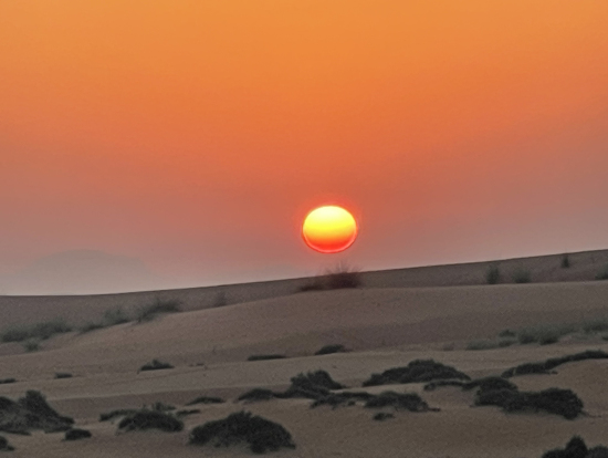 砂漠から見た日出