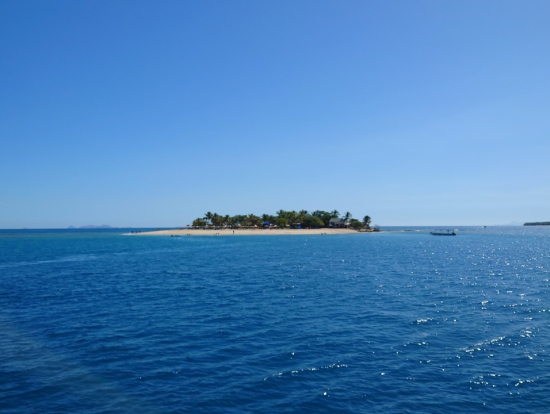 島の近くで小さな船に乗り換えて入島します。