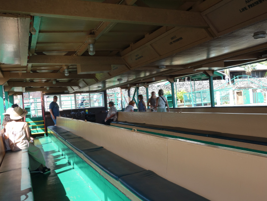 船内。意外とたくさん乗れます。