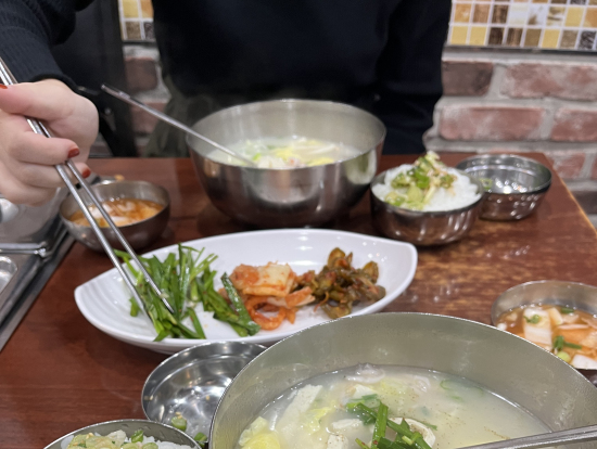 朝食は干し鱈のスープ　出汁が美味しい