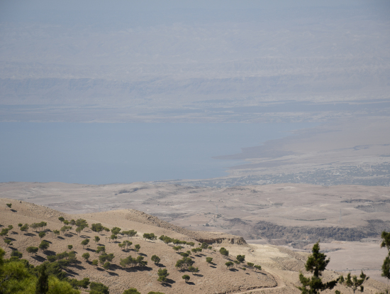 ネボ山から死海を望む。