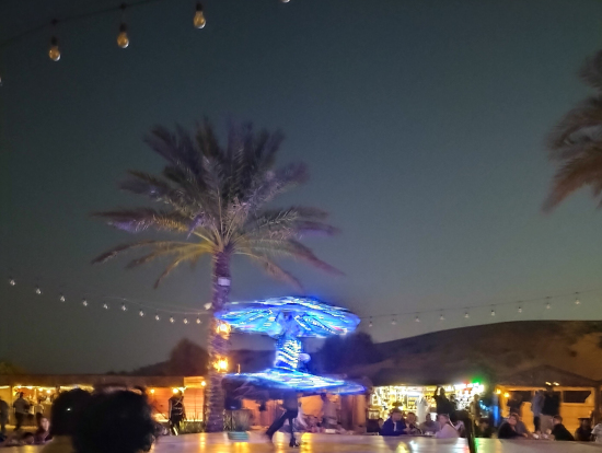 タンヌーラダンスです。電飾の色が切り替わり、高速で回転すると独楽が回っているようでした。初めて見ましたが綺麗で迫力がありました。