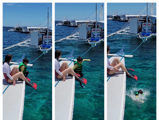 船首から海へダイブ！