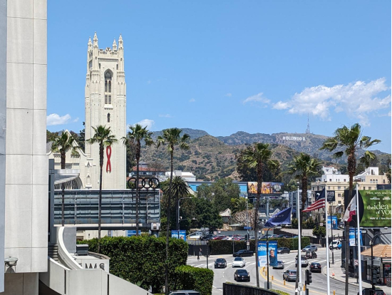 遠くにハリウッドサイン