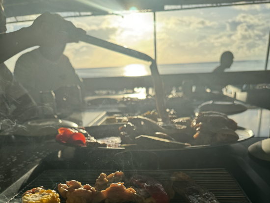 夕日をみながら