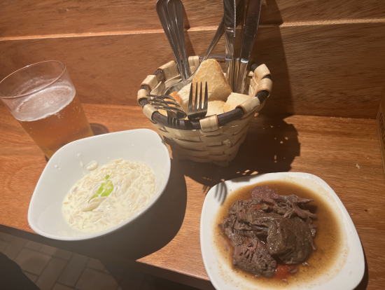 頬肉の煮込み、リゾット