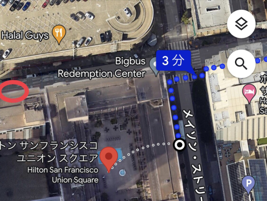 アプリからGoogleマップ検索すると違う集合場所に案内されるので注意ください。赤マルのオファレルストリートが正解らしいです。